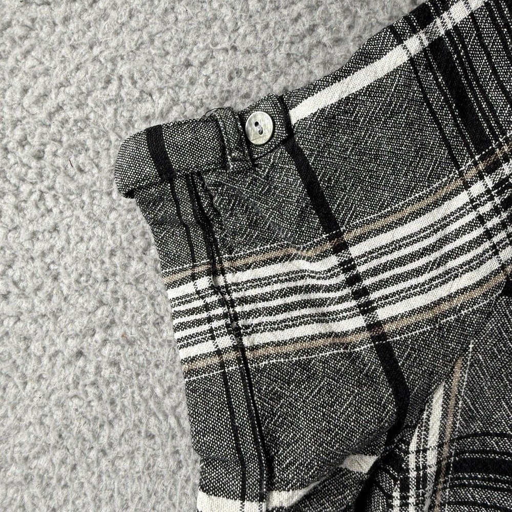 J Jill Dress Womens XS Black White‎ Plaid Roll Tab Sleeves Linen Blend Pockets - Picture 5 of 11